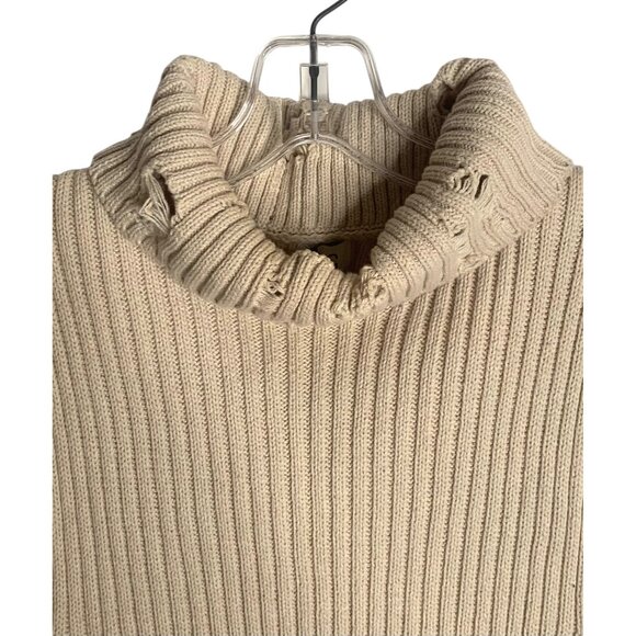 BDG URBAN OUTFITTERS Beige Distressed Turtleneck Sleeveless Women's Sweater XL - Picture 3 of 7